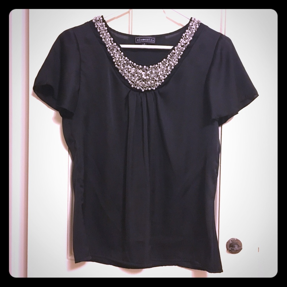Elementz silky blouse with beaded neck 💎